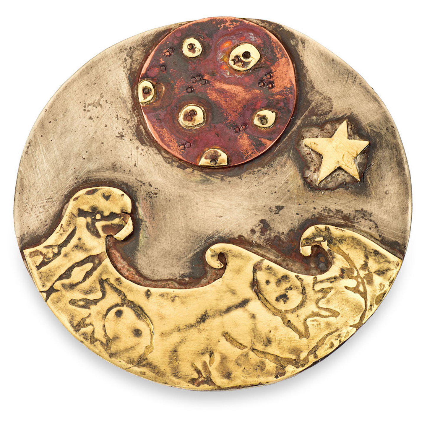 Full Moon Over The Sea Brooch - handmade in Cornwall