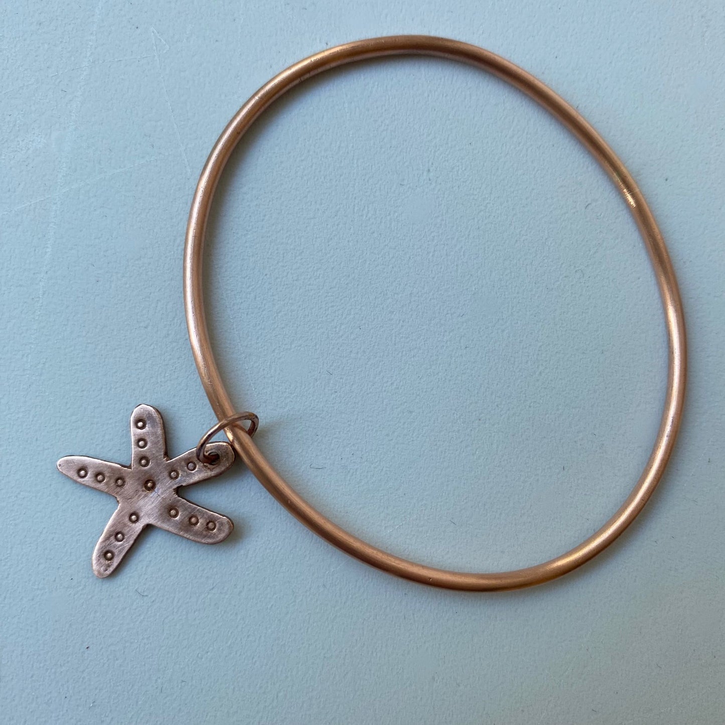 Copper Bangle with Copper Starfish Charm - Made to Order