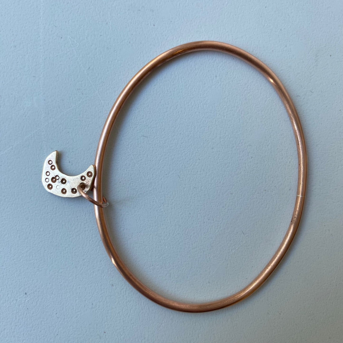 Copper Bangle with Half-Moon Charm - Size 21.5cm