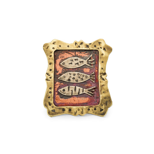 'Trio of Fish' Brooch – Nickel Silver, Copper & Brass