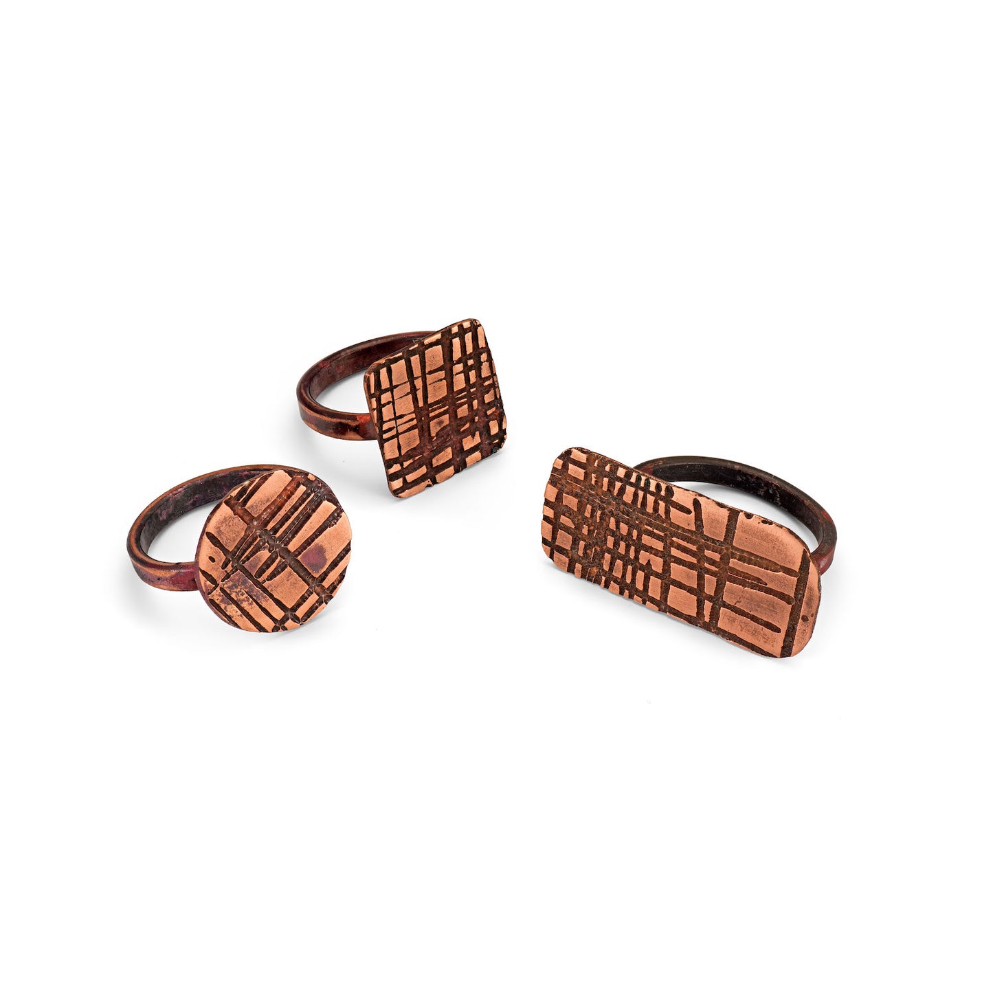 Etched Copper Ring - Circular Size O