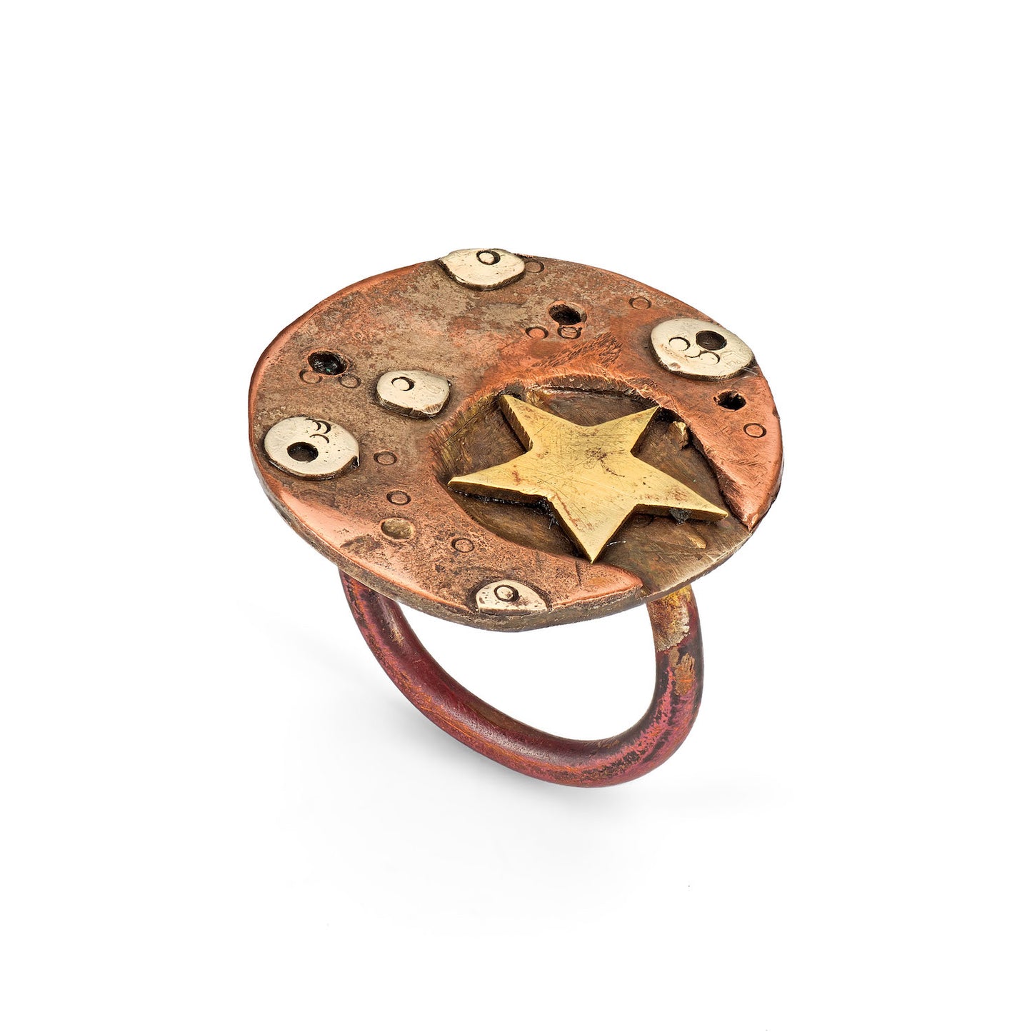 Rectangular Dangling Copper Crater Earrings