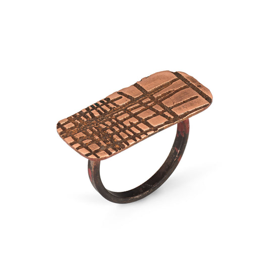 Etched Copper Strip Ring (Size Q)