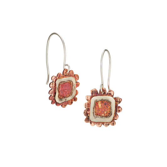 Sea Anemone Earrings – Layered Copper & Nickel Silver