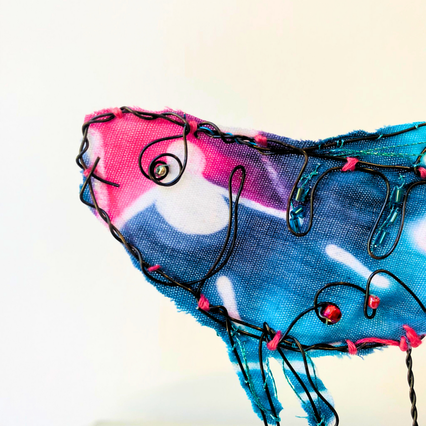 Wire and Fabric Fish Sculpture - Medium
