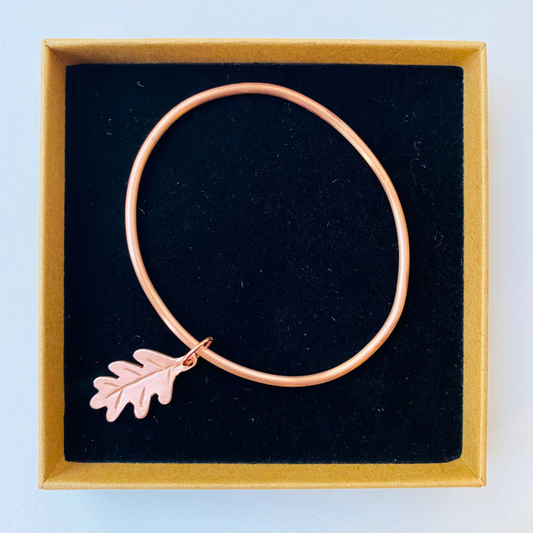 Copper Oak Leaf Bangle - Made to Order