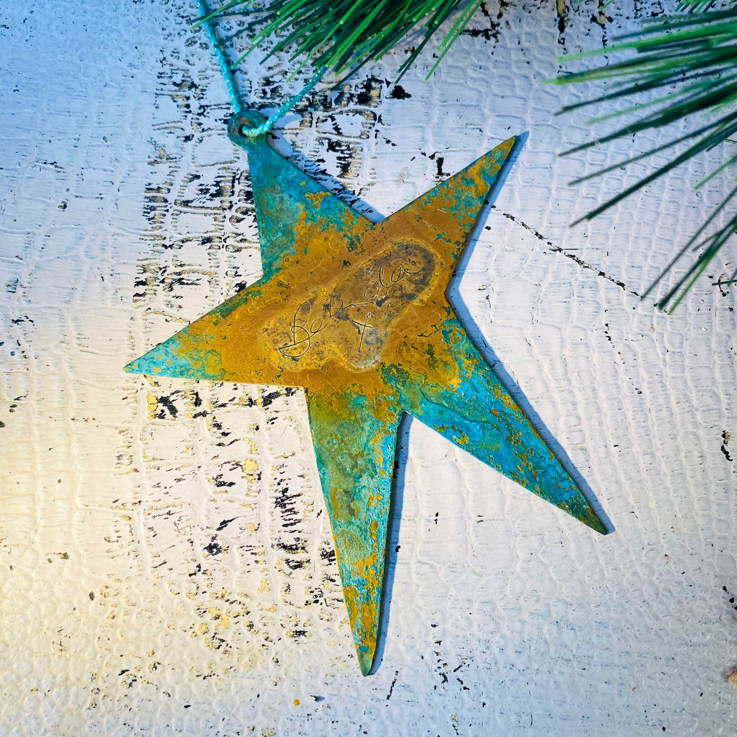 Star Etched Copper Hanging Decoration