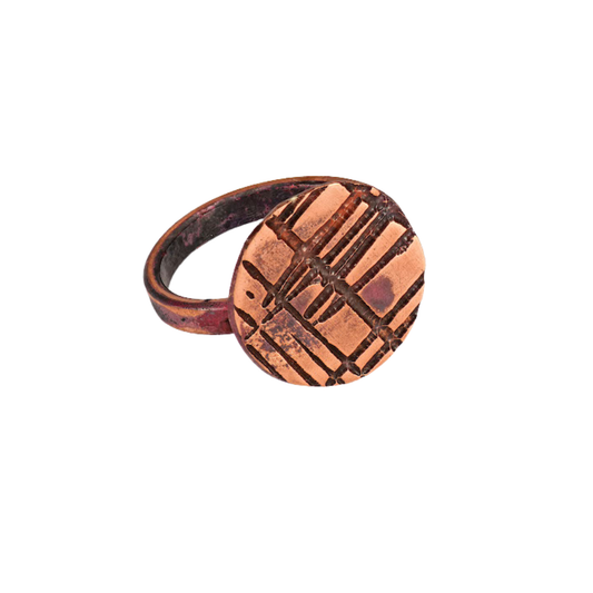 Etched Copper Ring - Circular Size O