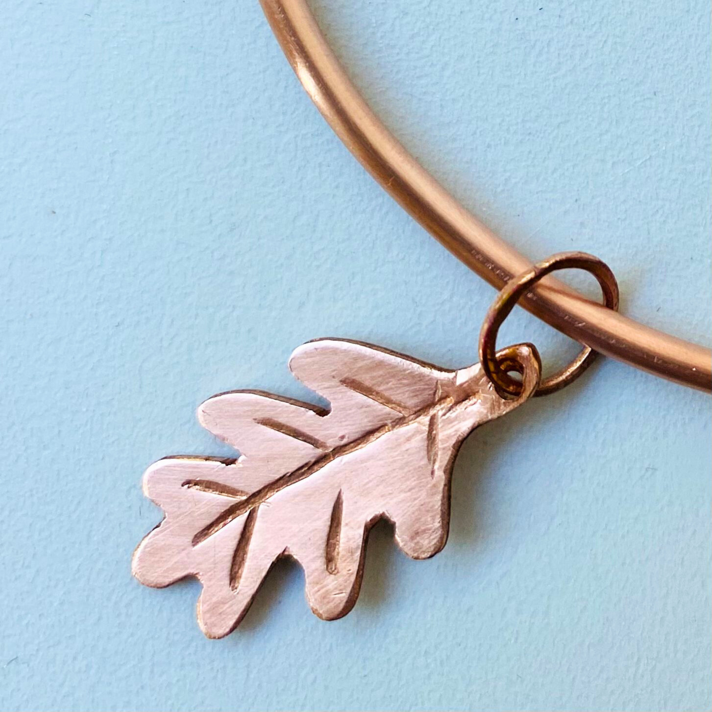 Copper Oak Leaf Bangle - Made to Order