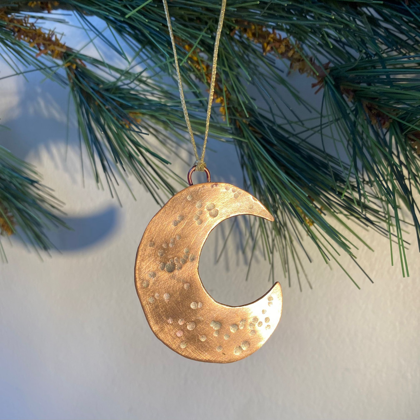 Planished Copper Half Moon Decoration