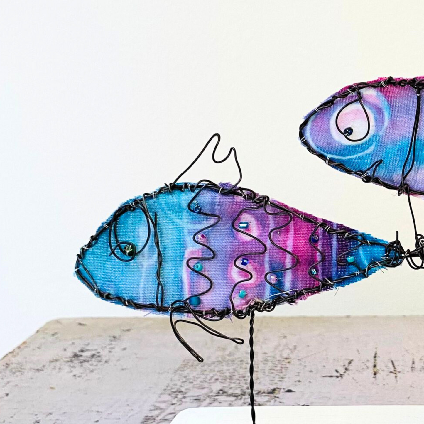 Purple Trio of Fish Sculpture