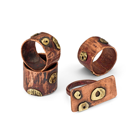 Crater Band in Copper & Brass Size O
