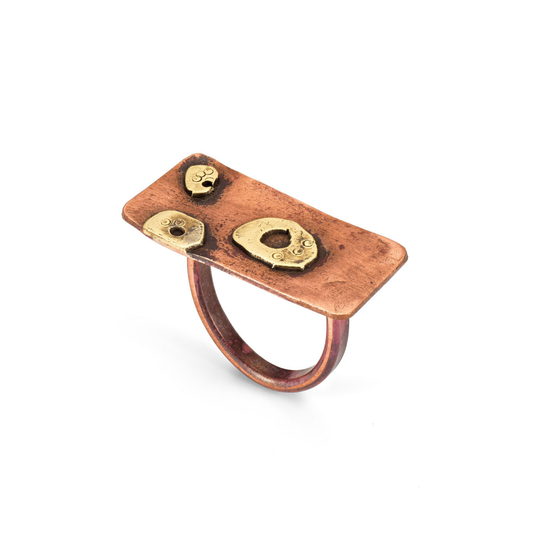 Crater Strip Ring in Copper & Brass Size P