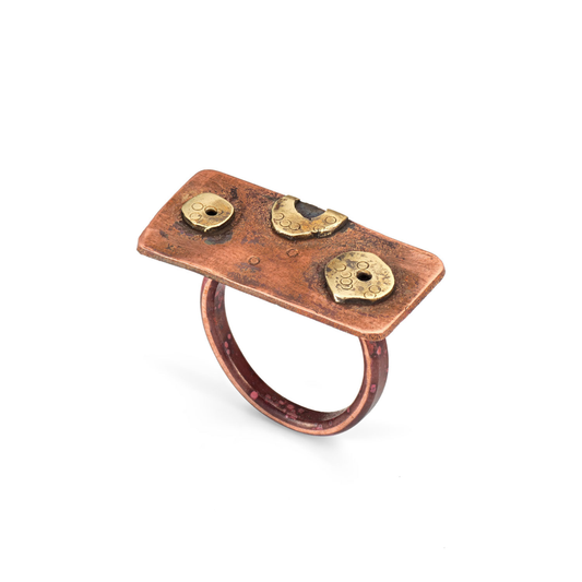 Crater Strip Ring in Copper & Brass Size P Version 2