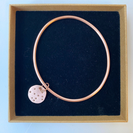 Copper Bangle with Full Moon Charm - Made to Order
