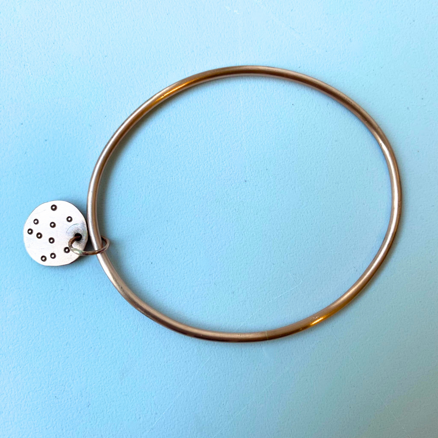 Copper Bangle with Full Moon Charm - Made to Order