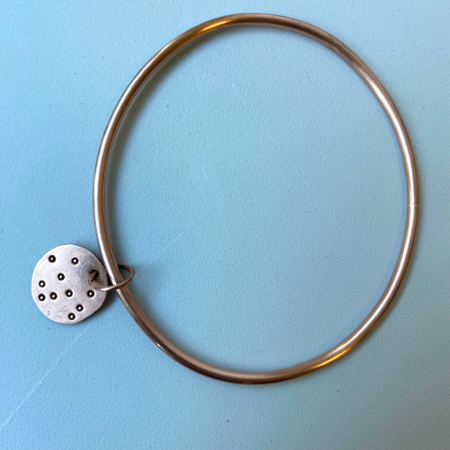 Copper Bangle with Full Moon Charm - Made to Order