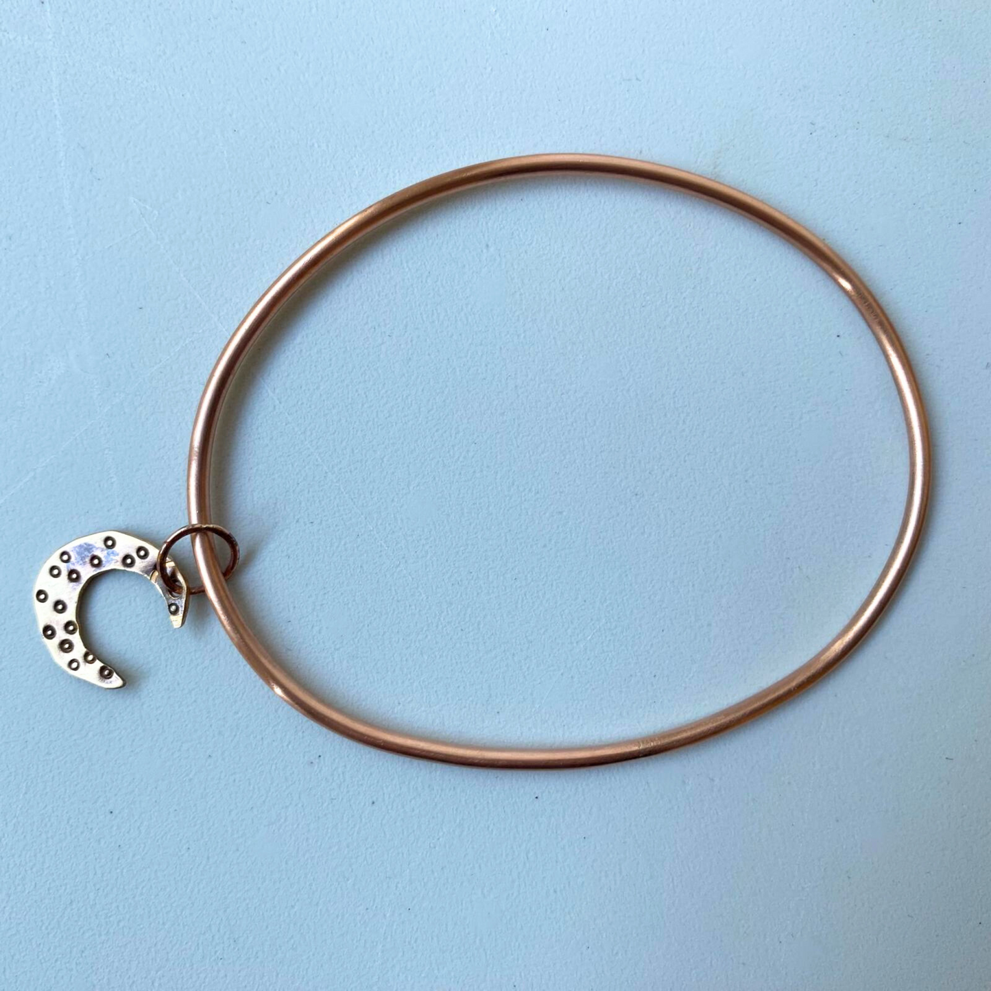 Copper Bangle with Half-Moon Charm - Size 26