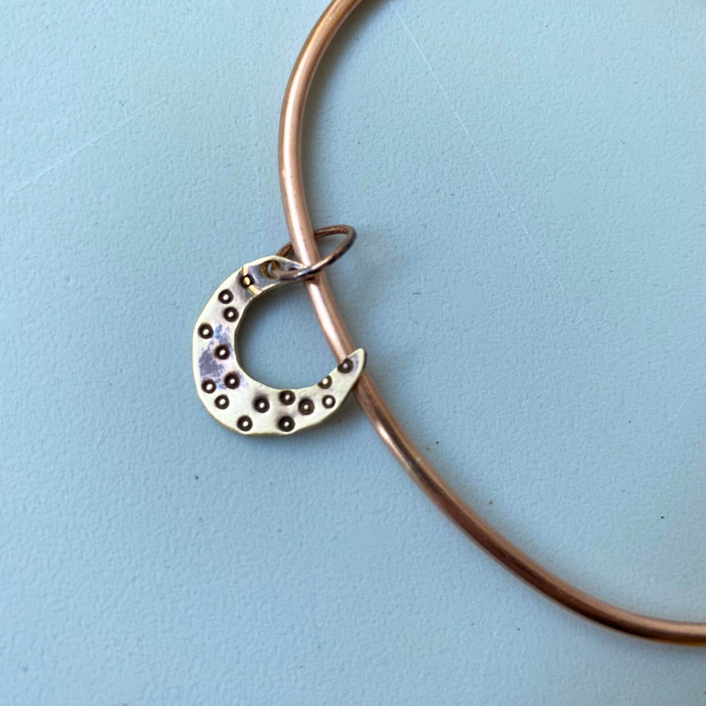 Copper Bangle with Half-Moon Charm - Size 26