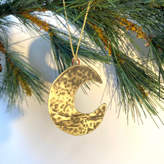 Planished Nickel Silver Half Moon Decoration