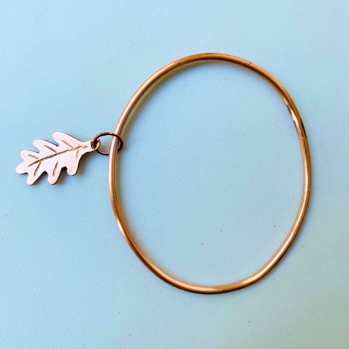 Copper Oak Leaf Bangle - Made to Order