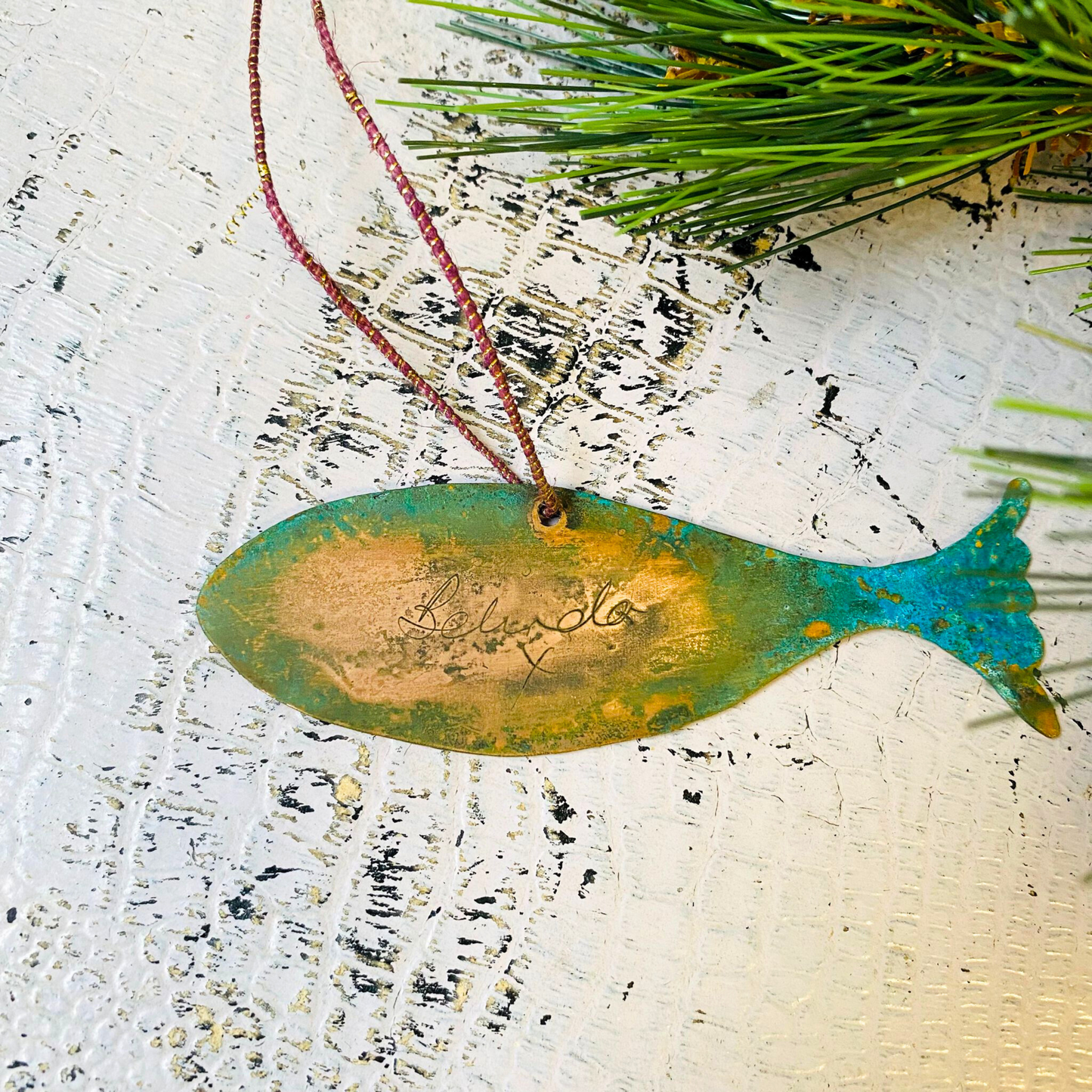 Fish Etched Copper Decoration