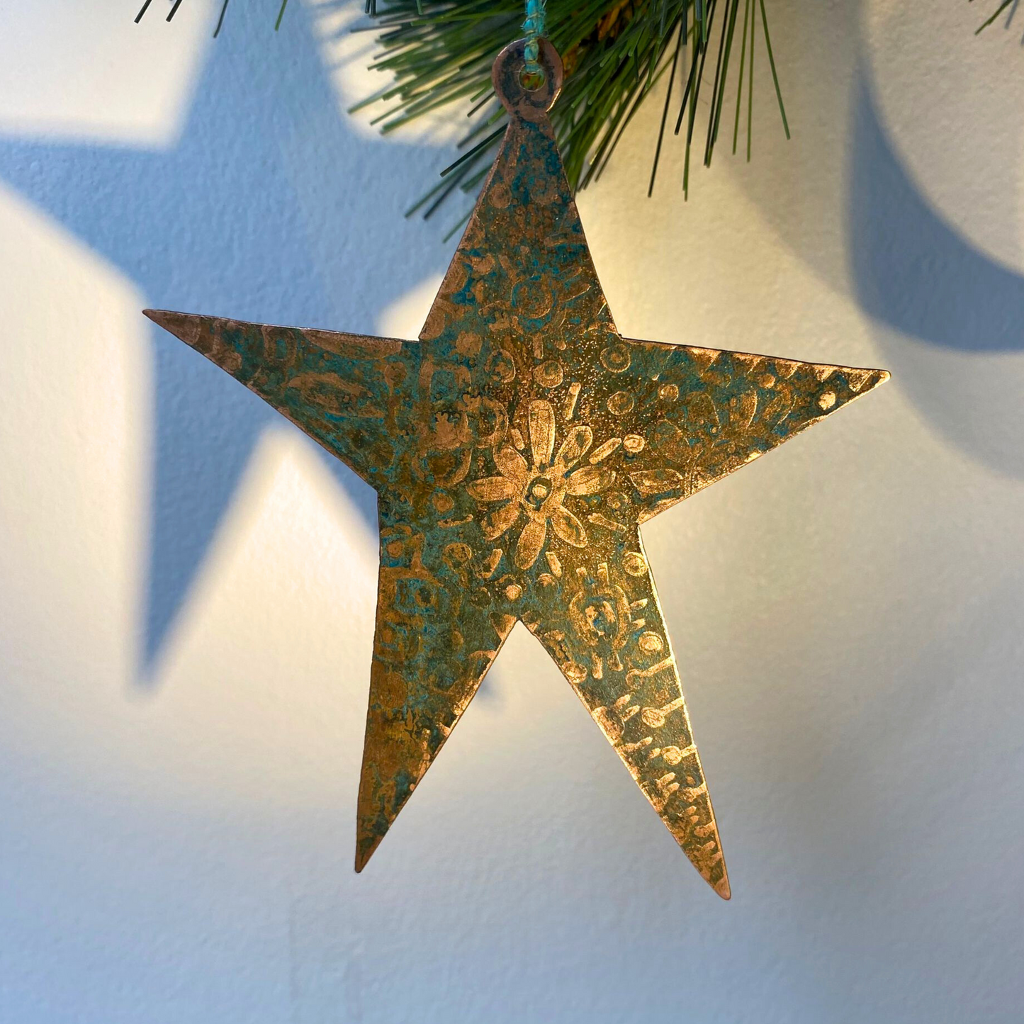 Star Etched Copper Hanging Decoration