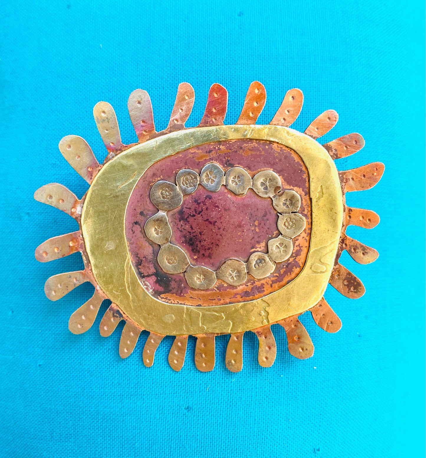 Sea Anemone Brooch - Copper, Brass and Nickel Silver
