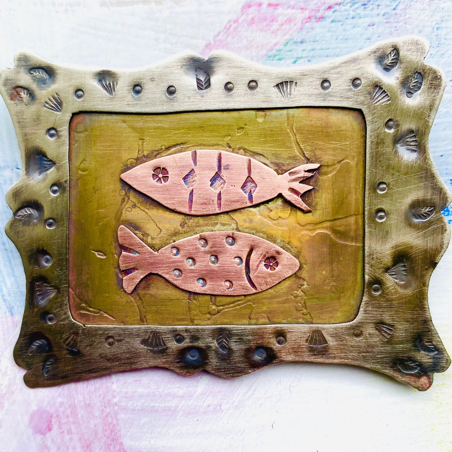 This Way & That Fish Brooch – Handcrafted Statement Pin in Nickel Silver, Copper & Brass