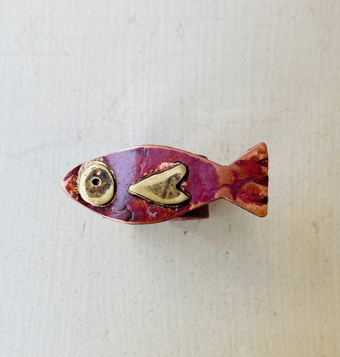 Copper & Brass Fish Statement Ring – Adjustable, One of a Kind
