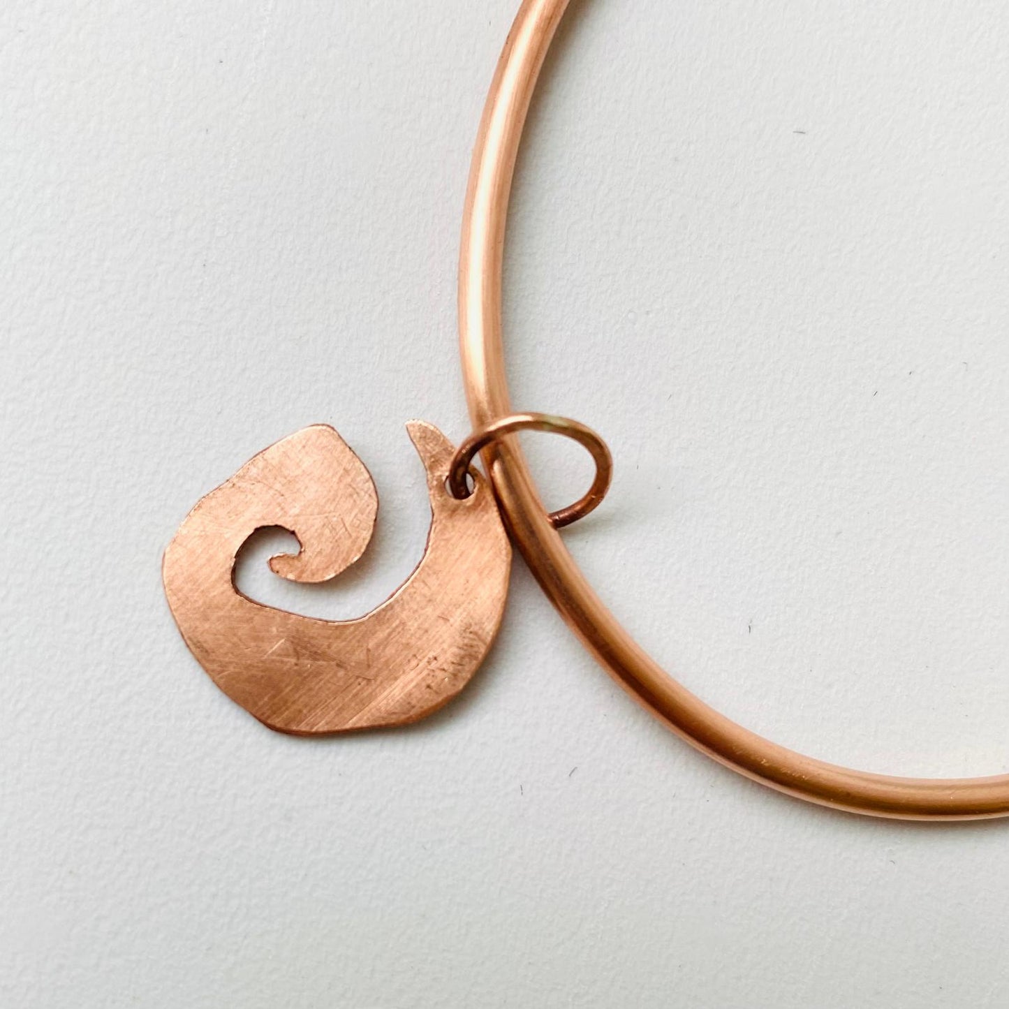 Copper Bangle with Wave Charm  - Made to Order