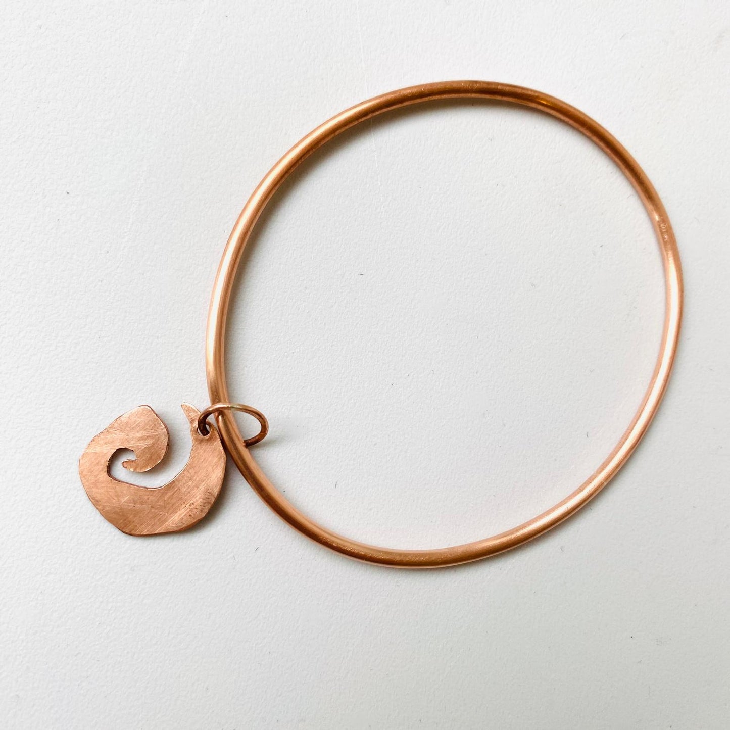 Copper Bangle with Wave Charm  - Made to Order