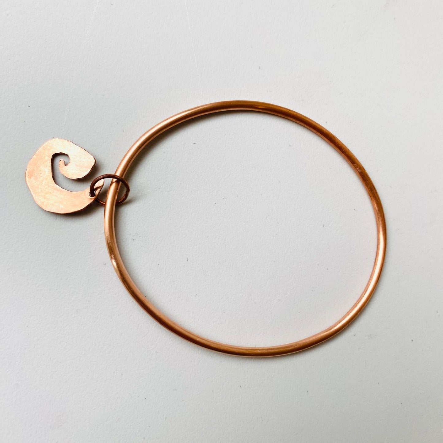 Copper Bangle with Wave Charm  - Made to Order
