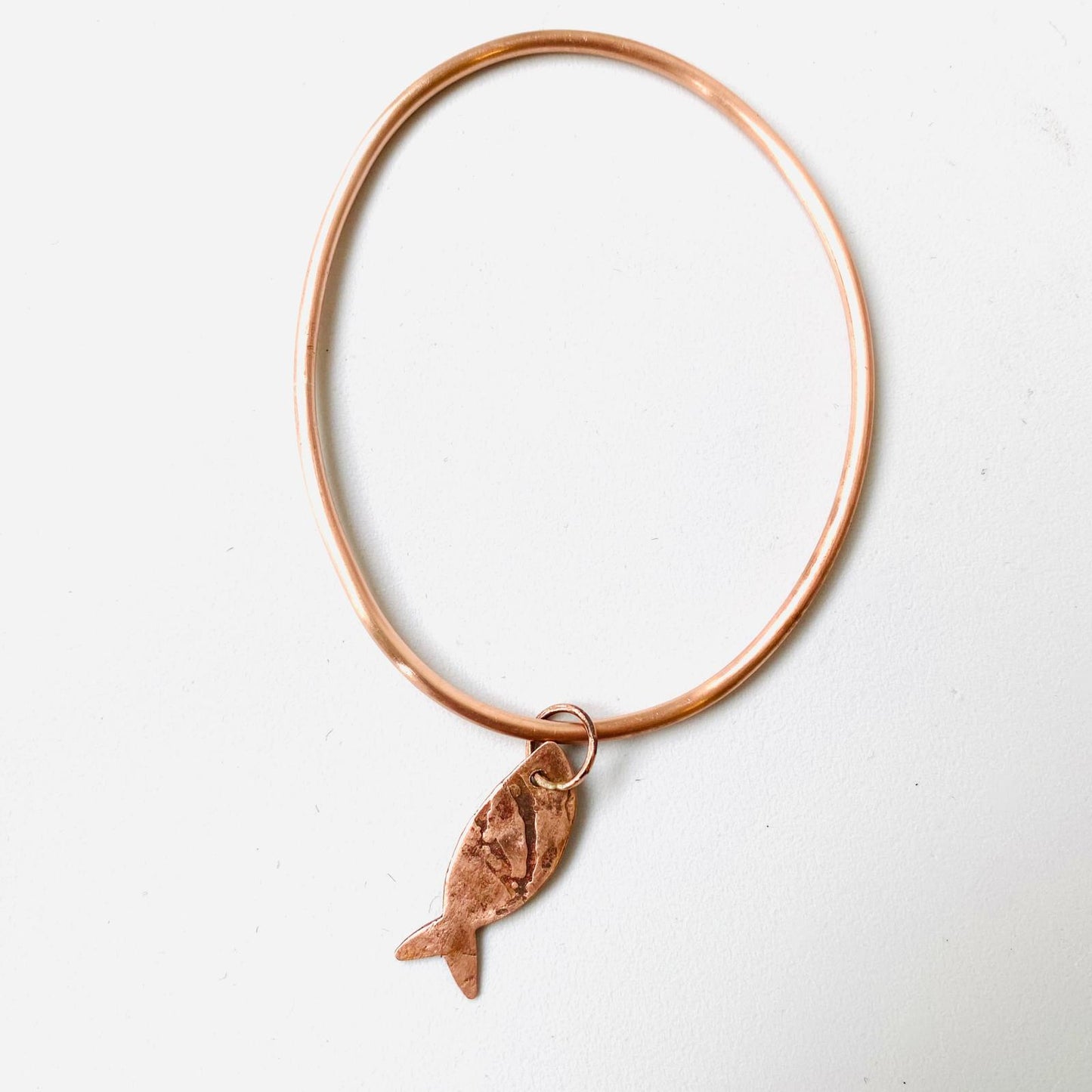 Copper Fish Charm Bangle - Size 24 cm