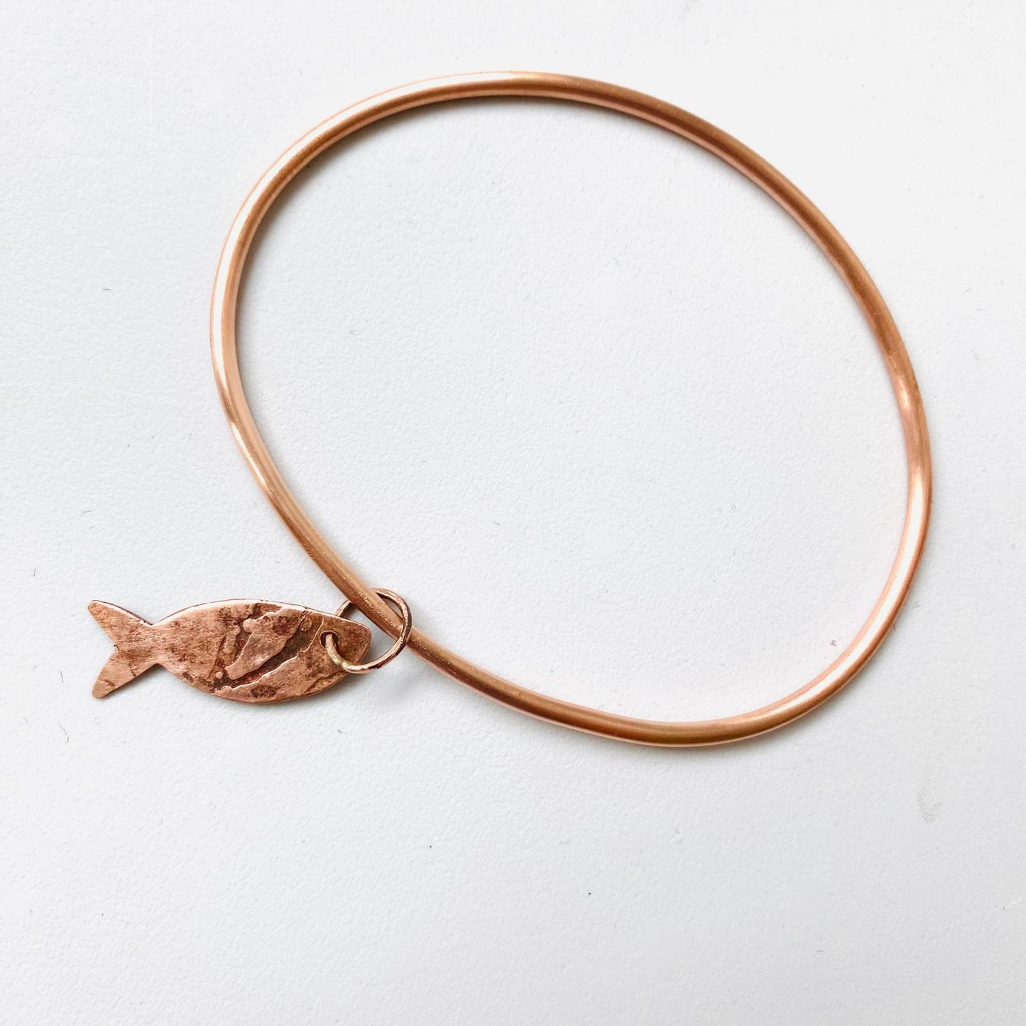 Copper Fish Charm Bangle - Size 24 cm