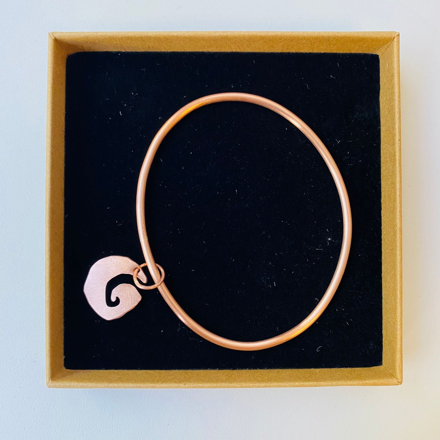 Copper Bangle with Wave Charm  - Made to Order