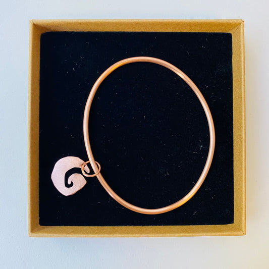 Copper Bangle with Wave Charm  - Made to Order