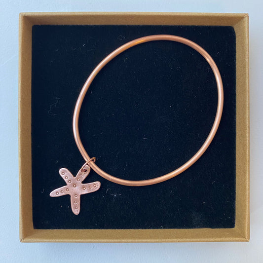 Copper Bangle with Copper Starfish Charm - Made to Order