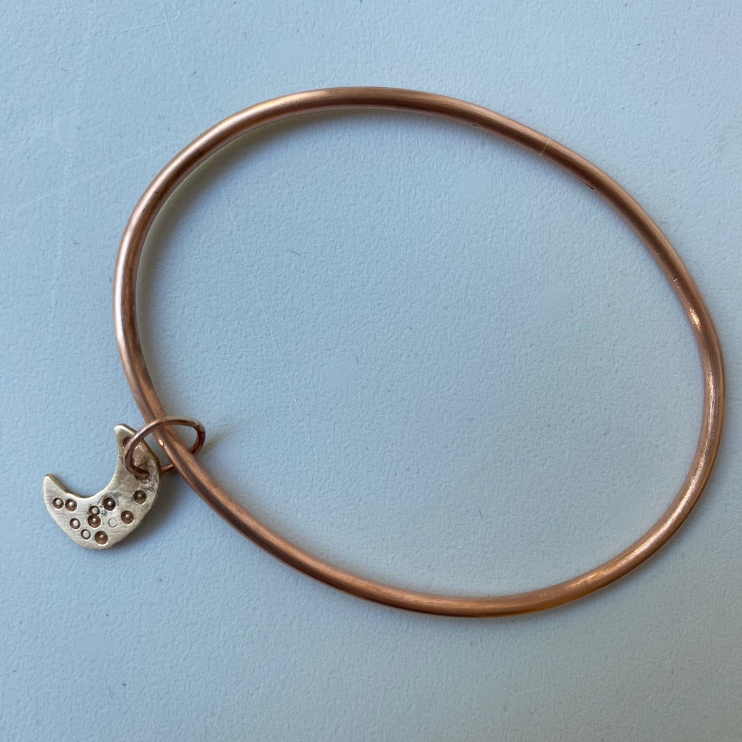 Copper Bangle with Half-Moon Charm - Size 21.5cm